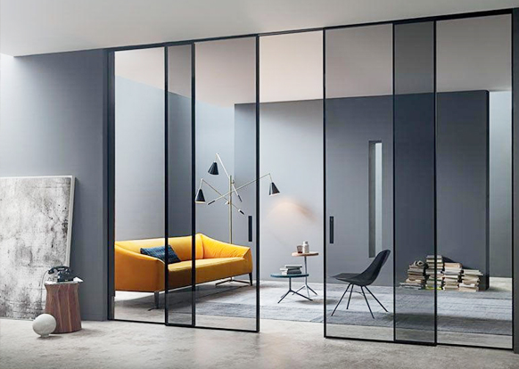 Elegant aluminium swing partition door installation